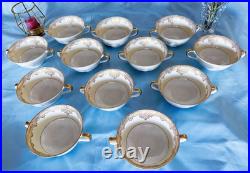 Exquisite Noritake Garland Handled Cream Soup Bowls Set Of 12! Made In JAPAN