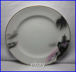 FUKAGAWA china LANDSCAPE Black/Multi-color 903 pattern 84pc SET cup/dinner/salad