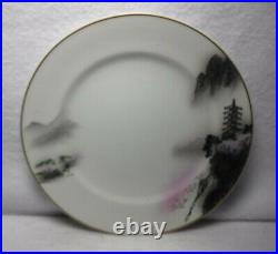 FUKAGAWA china LANDSCAPE Black/Multi-color 903 pattern 84pc SET cup/dinner/salad