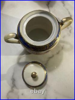 Fine Bone China Tea Set 1920s Camel Noritaki Hand Painted Gold & Cobalt Japan