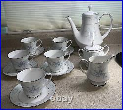 G01 Noritake China 2693 Carolyn Coffee Pot Service for Four Cup Sugar Creamer