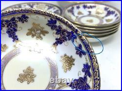Hand Painted Noritake Gold Encrusted Floral & Grapes Berry Bowl Set & 2 Plates