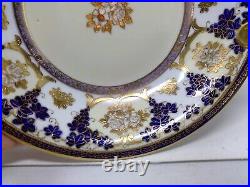 Hand Painted Noritake Gold Encrusted Floral & Grapes Berry Bowl Set & 2 Plates