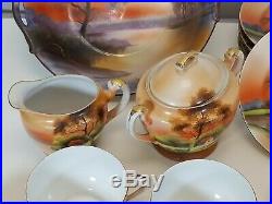 Japanese Noritake China River Sunset M Set Plates, Tea Cups, Serving Bowl