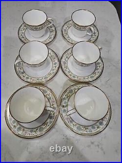 Lot Of 6 Noritake Sakura Pattern 9704 Bone China Set of Tea Cup And Saucers