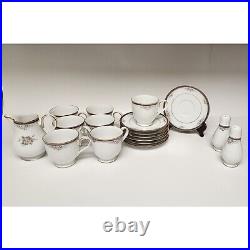 Lot of 17 Noritake Japan Ontario Fine China Tea Sets 3763 White / Gold Tone Rim