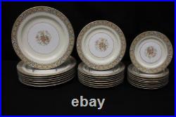 Mint 58pc Vtg Noritake CLAIRE Floral #657 Gold Trim, Tan/Blue China for 7+ (165)