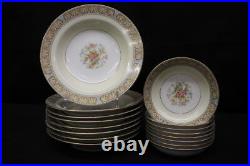 Mint 58pc Vtg Noritake CLAIRE Floral #657 Gold Trim, Tan/Blue China for 7+ (165)