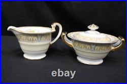 Mint 58pc Vtg Noritake CLAIRE Floral #657 Gold Trim, Tan/Blue China for 7+ (165)