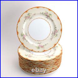 N150 by Noritake 10 Set of 11 Dinner Plates Orange Border VTG Hand Painted