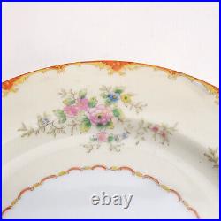 N150 by Noritake 10 Set of 11 Dinner Plates Orange Border VTG Hand Painted