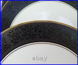 NEW 20 pce NORITAKE MIRANO 6878 4 x 5 pce Place Setting Black Embossed Flowers