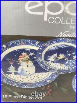 NEW Epoch Collection by Noritake 16 Piece Holiday Dinner Set E115 MR SNOWMAN