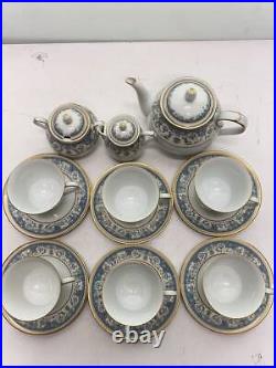 NORITAKE #14 Cup & Saucer 9-piece set Polonaise Teapot pot Sugar pot