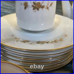 NORITAKE 6509 Ninon China From Japan Teapot Cups Sugar Bowl 8 Salad Plates