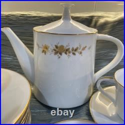 NORITAKE 6509 Ninon China From Japan Teapot Cups Sugar Bowl 8 Salad Plates
