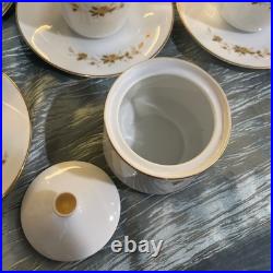 NORITAKE 6509 Ninon China From Japan Teapot Cups Sugar Bowl 8 Salad Plates