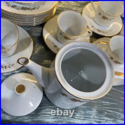 NORITAKE 6509 Ninon China From Japan Teapot Cups Sugar Bowl 8 Salad Plates