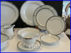 NORITAKE BUCKINGHAM PLATINUM 8 7 PIECES SETTNG With SERVICE AND HOLDER