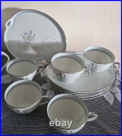 NORITAKE Bluebell 15 PC Snack Set Plates Cups Creamer Sugar Coffee Tea Pot Lids