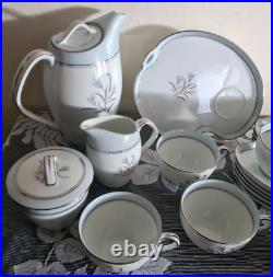 NORITAKE Bluebell 15 PC Snack Set Plates Cups Creamer Sugar Coffee Tea Pot Lids