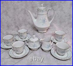 NORITAKE CAROLYN 2693 Coffee pot service for 4 cream sugar cups & saucer set
