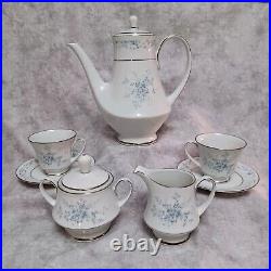 NORITAKE CAROLYN 2693 Coffee pot service for 4 cream sugar cups & saucer set