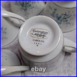 NORITAKE CAROLYN 2693 Coffee pot service for 4 cream sugar cups & saucer set