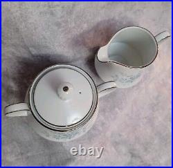 NORITAKE CAROLYN 2693 Coffee pot service for 4 cream sugar cups & saucer set