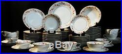 NORITAKE CHINA #5692 Pink/Brown Leaves on Rim, Gold Circle/Trim SETTING FOR 12