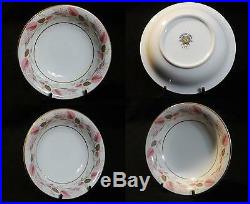 NORITAKE CHINA #5692 Pink/Brown Leaves on Rim, Gold Circle/Trim SETTING FOR 12