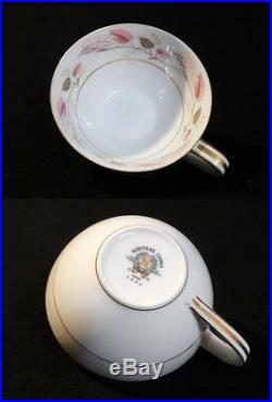 NORITAKE CHINA #5692 Pink/Brown Leaves on Rim, Gold Circle/Trim SETTING FOR 12