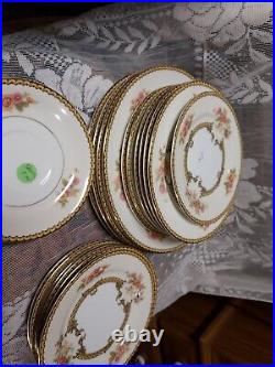 NORITAKE CHINA AUBERY Pattern 19 pcs PLATE SET Vintage Mid Century made Japan