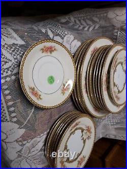 NORITAKE CHINA AUBERY Pattern 19 pcs PLATE SET Vintage Mid Century made Japan