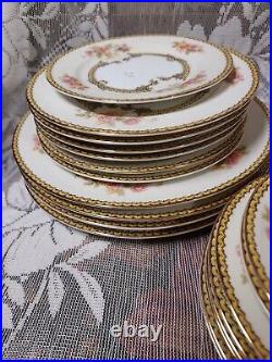 NORITAKE CHINA AUBERY Pattern 19 pcs PLATE SET Vintage Mid Century made Japan