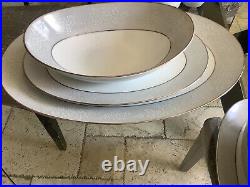 NORITAKE CHINA DAMASK 5698 Platinum Band Silver Tone 43 Pieces VINTAGE RARE