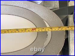 NORITAKE CHINA DAMASK 5698 Platinum Band Silver Tone 43 Pieces VINTAGE RARE