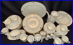 NORITAKE China Dinnerware Service for 10, 62pcs, Joely Art Deco Pattern, Mint