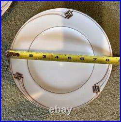 NORITAKE China Dinnerware Service for 10, 62pcs, Joely Art Deco Pattern, Mint