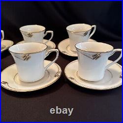 NORITAKE China Dinnerware Service for 10, 62pcs, Joely Art Deco Pattern, Mint