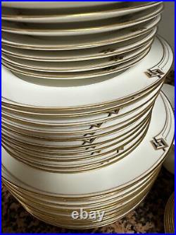 NORITAKE China Dinnerware Service for 10, 62pcs, Joely Art Deco Pattern, Mint