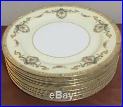 NORITAKE China TYBALT Set Of 8 Dinner Plates 10 Gold Rimmed #3857