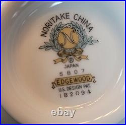 NORITAKE Edgewood 61 Pcs. Dinnerware Set, Pink & Blue Flowers, Platinum Trim
