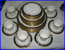 NORITAKE Gold and Sable Set of 6 Bone China 5 piece place settings 32 pieces