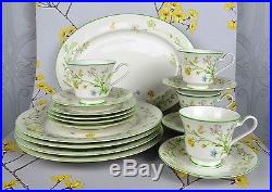 NORITAKE Ivory China Green Reverie dinner set / service for 4. Plates cups etc
