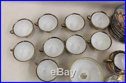 NORITAKE Large 35-Piece China Tea Set Teacup Japanese Floral Royal Gold Blue