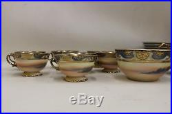 NORITAKE Large 35-Piece China Tea Set Teacup Japanese Floral Royal Gold Blue