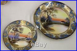 NORITAKE Large 35-Piece China Tea Set Teacup Japanese Floral Royal Gold Blue