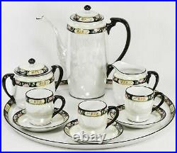 NORITAKE MORIMURA Demitasse Set & Tray, Creamer, Sugar Bowl Iridescent China