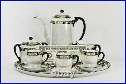 NORITAKE MORIMURA Demitasse Set & Tray, Creamer, Sugar Bowl Iridescent China